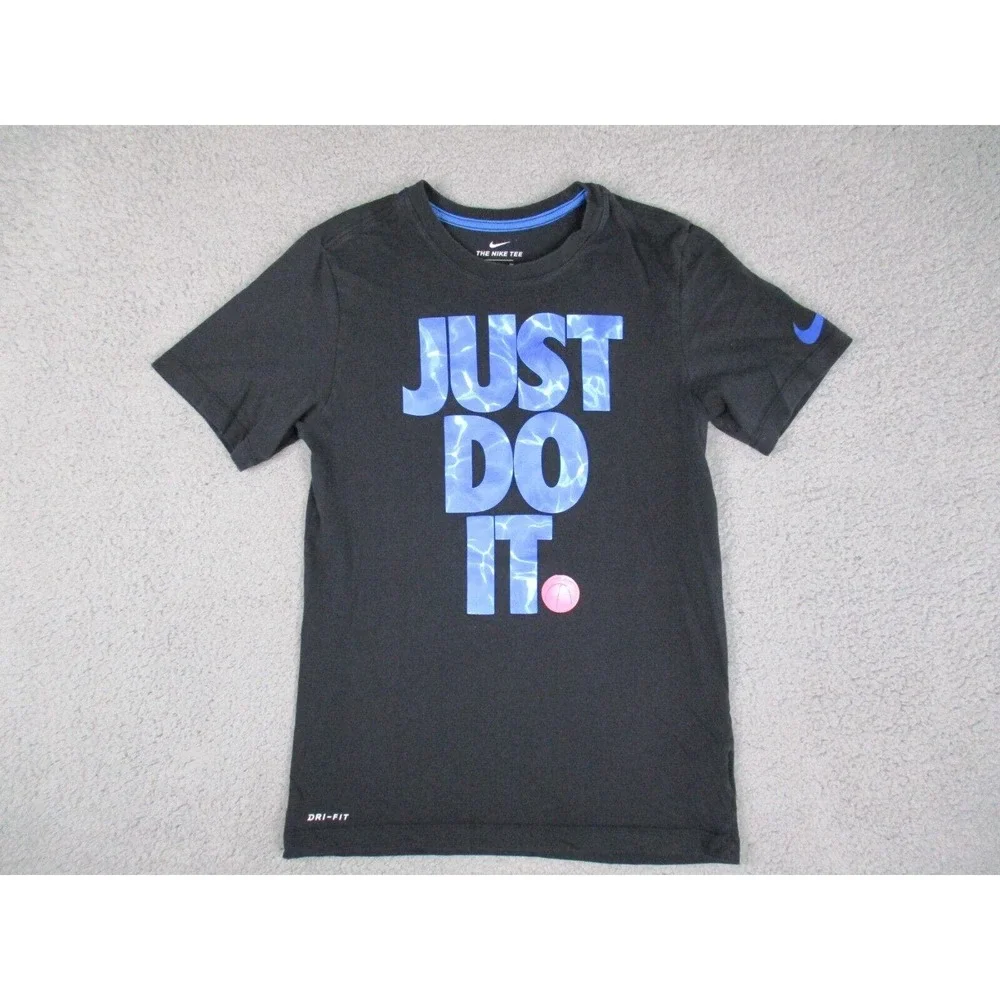 Nike T-Shirt Mens Small Black‎ Short Sleeve Tee Just Do It Dri Fit Basketball